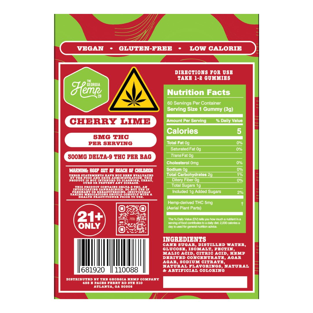 THC Gummies • 5mg THC • Cherry Lime • 60ct - Image 3